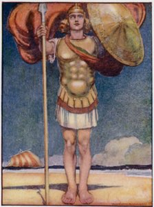 Achilles, nejprchavější a nejstatečnější ze všech řeckých hrdinů (barva litho) od William Heath Robinson
