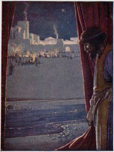 Agamemnon slyšel zvuk dýmky a flétny a smích mužů, když Trojané hodovali a veselili se (barva litho) od William Heath Robinson