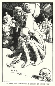 Všichni velmi pilně zaměstnáni při hledání rustie kolíků (litho) od William Heath Robinson