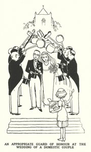 Vhodná čestná stráž na svatbě domácího páru (litho) od William Heath Robinson