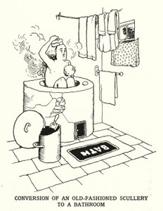 Přestavba staromódní kuchyňské linky na koupelnu (litho) od William Heath Robinson