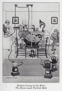 Východní luxus v domově, domácí turecké lázně (litho) od William Heath Robinson