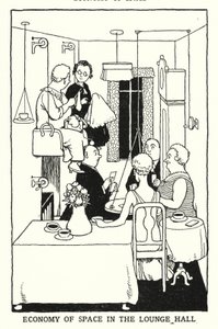 Ekonomika prostoru v salonku (litho) od William Heath Robinson