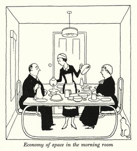 Úspora místa v ranní místnosti (litho) od William Heath Robinson
