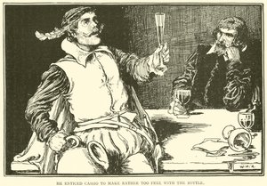 Nalákal Cassia, aby se s lahví příliš rozvázal. od William Heath Robinson