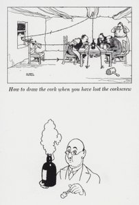 Jak nakreslit korek, když jste ztratili vývrtku (litho) od William Heath Robinson