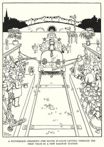 Ilustrace pro Railway Ribaldry od W Heatha Robinsona (litho) od William Heath Robinson