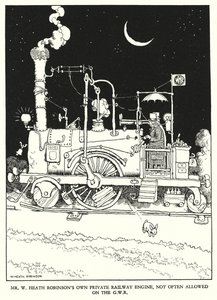 Ilustrace pro Railway Ribaldry od W Heatha Robinsona (litho) od William Heath Robinson