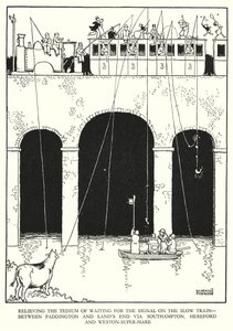 Ilustrace pro Railway Ribaldry od W Heatha Robinsona (litho) od William Heath Robinson