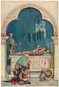 Ilustrace k Dobrodružství Dona Quijota (barevné lito) od William Heath Robinson