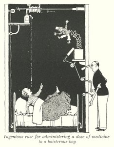 Důmyslná lest pro podání dávky léku bouřlivému chlapci (litho) od William Heath Robinson