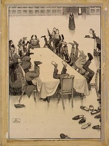 Kontrola punčochy na Štědrý den (inkoust a praní) od William Heath Robinson