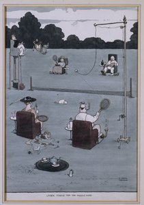 Lawn Tennis pro střední věk (pero, inkoust a w/c) od William Heath Robinson
