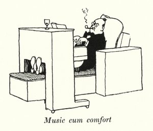 Hudba cum comfort (litho) od William Heath Robinson