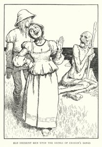Staří zchátralí muži na okraji Charonových břehů (litho) od William Heath Robinson