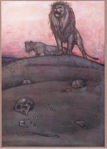 Na písečném nánosu na straně veldu od William Heath Robinson