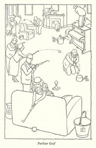 Parlor Golf (litho) od William Heath Robinson