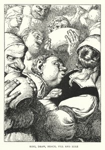 Zazvonit, nakreslit, dosáhnout, naplnit a smíchat (litho) od William Heath Robinson