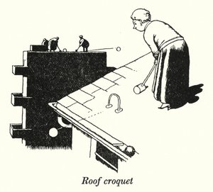 Střešní kroket (litho) od William Heath Robinson