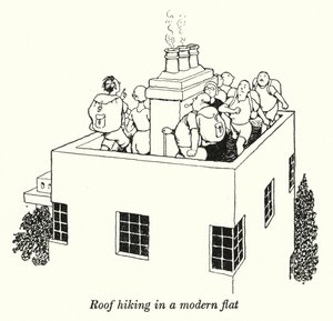 Střešní turistika v moderním bytě (litho) od William Heath Robinson