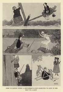 Některé případy, kdy se od gentlemanů neočekává, že přenechají své místo dámě od William Heath Robinson