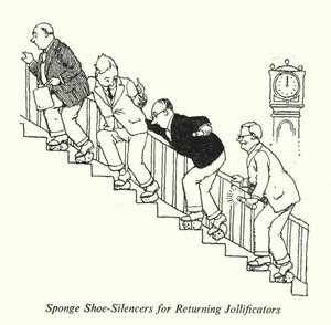 Houbové tlumiče pro vracející se Jollificators (litho) od William Heath Robinson