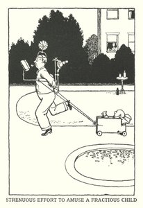 Usilovná snaha pobavit podrážděné dítě (litho) od William Heath Robinson