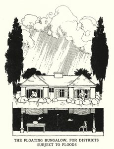 Plovoucí bungalov pro oblasti vystavené povodním (litho) od William Heath Robinson