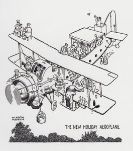 Nové prázdninové letadlo (litho) od William Heath Robinson