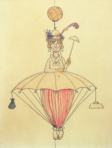 Osobní letecký cestovní systém pro dámy od William Heath Robinson