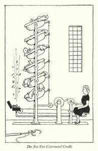 The Six-Tier Communal Cradle (litho) od William Heath Robinson