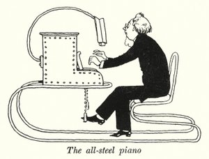 Celoocelové piano (litho) od William Heath Robinson
