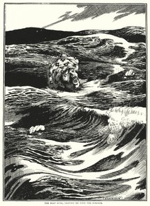 Loď se potopila a nechal mě na hladině (rytina) od William Heath Robinson