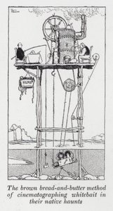 Metoda hnědého chleba s máslem filmování vábničky v jejich domovech (litho) od William Heath Robinson