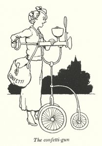 Konfetová pistole (litho) od William Heath Robinson