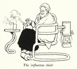 Chřipkové křeslo (litho) od William Heath Robinson