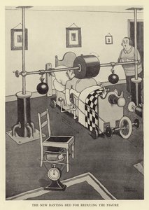 Nová postel Banting pro zmenšení postavy od William Heath Robinson