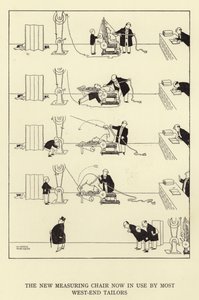 Nová měřicí židle, kterou nyní používá většina krejčích na západním konci od William Heath Robinson