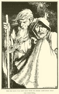 Starému králi teď nezbylo nic jiného než ten ubohý blázen. od William Heath Robinson