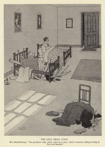 Tichý tichý hlas, paní Blendlethorpeová, Proboha, Johne, okamžitě se probuďte; v místnosti pod ním někdo volá o pomoc od William Heath Robinson