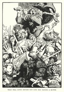 Padli před ním jako seno před sekačkou (litho) od William Heath Robinson