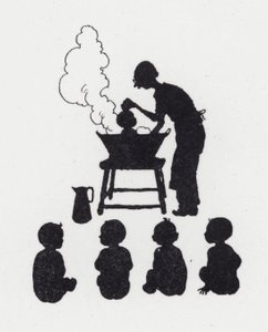 Mytí miminek (litho) od William Heath Robinson