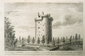 Castle Howel, Barony of Kells, County Kilkenny, Irsko, z „Scenery and Antiquities of Ireland“ od George Virtue od William Henry (after) Bartlett