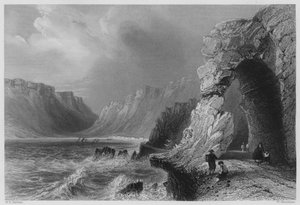 Glenariff, County Antrim (rytina) od William Henry (after) Bartlett