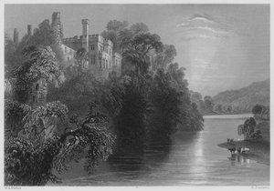 Lismore Castle, County Waterford (rytina) od William Henry (after) Bartlett