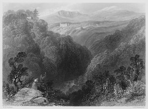 Powerscourt z Dargle, hrabství Wicklow (rytina) od William Henry (after) Bartlett