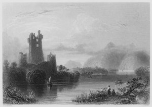 Ross Castle, Killarney (rytina) od William Henry (after) Bartlett