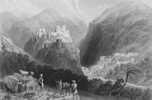 Hrad v Mount Amana, poblíž Khan Karamont od William Henry Bartlett