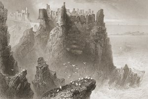 Hrad Dunluce, hrabství Antrim, Severní Irsko, z 