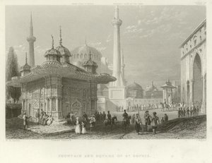 Fontána a náměstí St Sophia, Konstantinopol od William Henry Bartlett